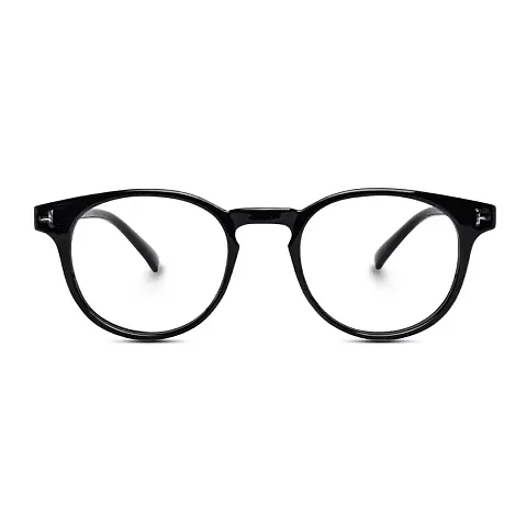 rofek Full Rim Round Anti-Glare Polycarbonate Clear Lens Spectacles Frame for Men and Women | Unisex Eyewear | Pink Eyeglasses