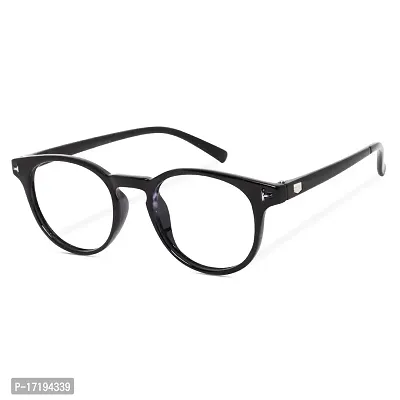 rofek Full Rim Round Anti-Glare Polycarbonate Clear Lens Spectacles Frame for Men and Women | Unisex Eyewear | Pink Eyeglasses (Black)-thumb3