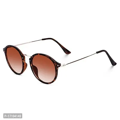 rofek Round Sunglasses for Women | Vintage Fashion Sunglasses With UV 400 Protection | Round Frame Eyewear | Brown (Leopad)-thumb3