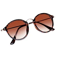rofek Round Sunglasses for Women | Vintage Fashion Sunglasses With UV 400 Protection | Round Frame Eyewear | Brown (Leopad)-thumb1