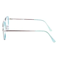 rofek I Full Rim Metal Anti Glare Zero Power Double Bridge Unisex Eyewear Spectacle Frames | Square Design Eyeglasses For Men And Women | Silver And Sky Blue (Sky Blue)-thumb1