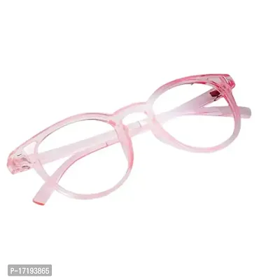 rofek Full Rim Round Anti-Glare Polycarbonate Clear Lens Spectacles Frame for Men and Women | Unisex Eyewear | Pink Eyeglasses (Pink)