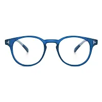 rofek Full Rim Round Anti-Glare Polycarbonate Clear Lens Spectacles Frame for Men and Women | Unisex Eyewear (Dark Blue)-thumb1
