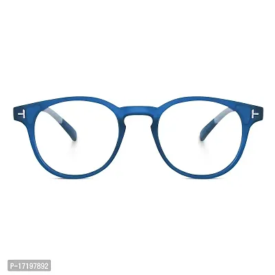 rofek Full Rim Round Anti-Glare Polycarbonate Clear Lens Spectacles Frame for Men and Women | Unisex Eyewear (Dark Blue)-thumb2