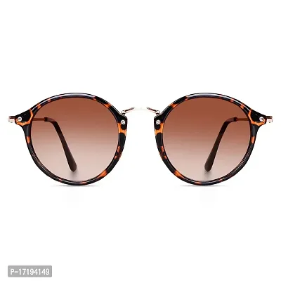 rofek Round Sunglasses for Women | Vintage Fashion Sunglasses With UV 400 Protection | Round Frame Eyewear | Brown (Leopad)-thumb0