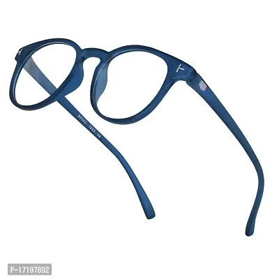 rofek Full Rim Round Anti-Glare Polycarbonate Clear Lens Spectacles Frame for Men and Women | Unisex Eyewear (Dark Blue)-thumb3