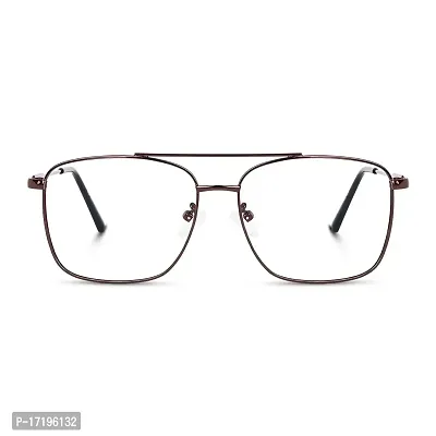 rofek Full Rim Square Anti glare Polycarbonate Clear Lens Metal Spectacles Frame for Men and Women | Unisex Eyewear (Purple)-thumb0