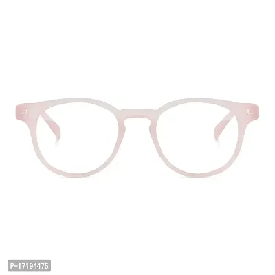 rofek Full Rim Round Anti-Glare Polycarbonate Clear Lens Spectacles Frame for Men and Women | Unisex Eyewear (Pink)-thumb2