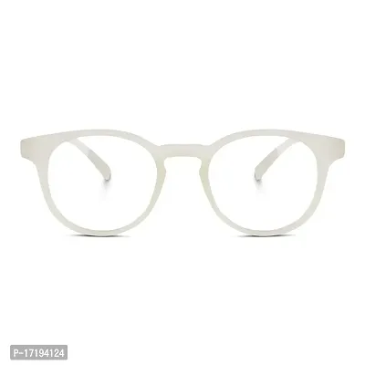 rofek Full Rim Round Anti-Glare Polycarbonate Clear Lens Spectacles Frame for Men and Women | Unisex Eyewear (White)-thumb2
