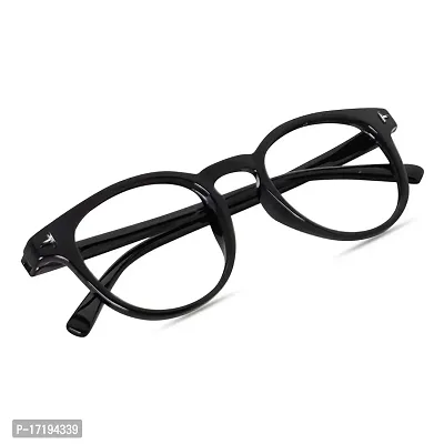 rofek Full Rim Round Anti-Glare Polycarbonate Clear Lens Spectacles Frame for Men and Women | Unisex Eyewear | Pink Eyeglasses (Black)-thumb5