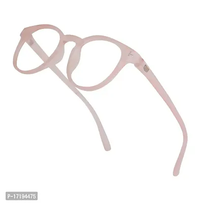 rofek Full Rim Round Anti-Glare Polycarbonate Clear Lens Spectacles Frame for Men and Women | Unisex Eyewear (Pink)-thumb3