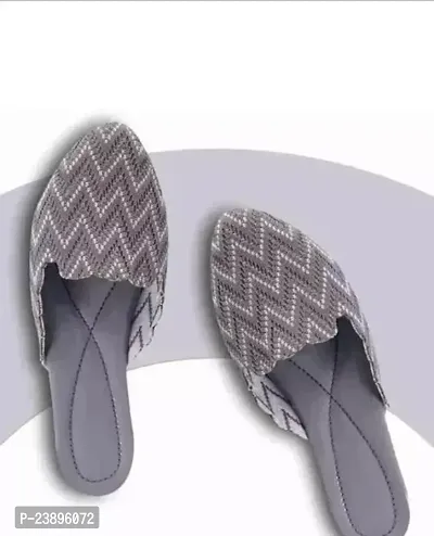 Elegant Grey Synthetic Fashion Flats For Women-thumb0