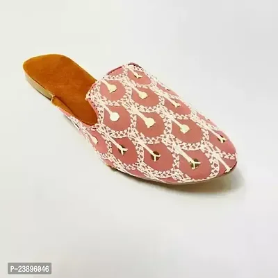 Elegant Peach Synthetic Fashion Flats For Women