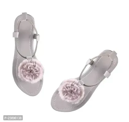 Elegant Grey Synthetic Fashion Flats For Women-thumb0