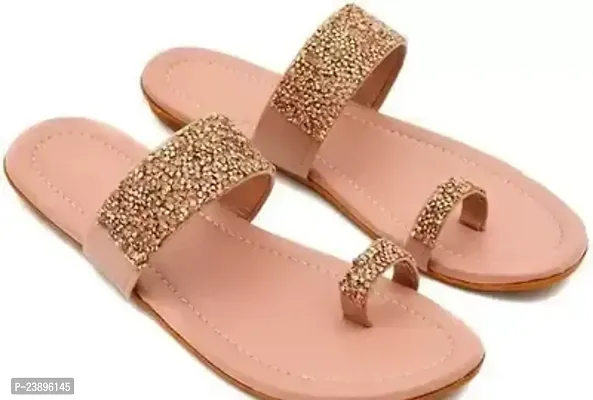 Elegant Pink Synthetic Fashion Flats For Women-thumb0