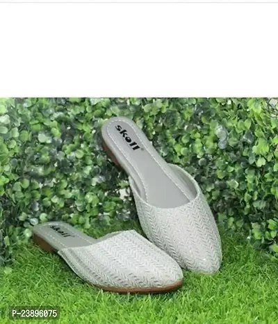 Elegant Grey Synthetic Fashion Flats For Women-thumb0