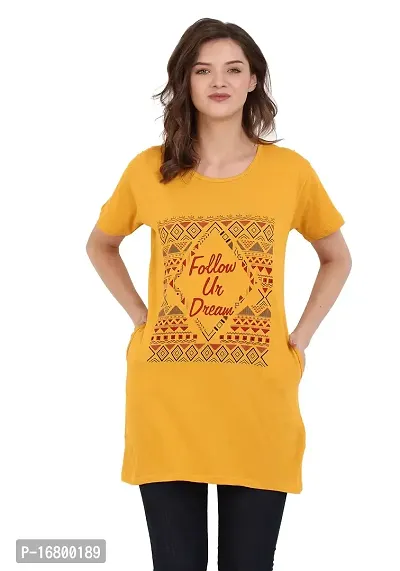 KG Best Collection Women Printed Long Half Sleeve T-Shirt