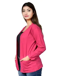 KG Best Collection Women Cotton Shawl Collar Pocket Shrug-thumb2