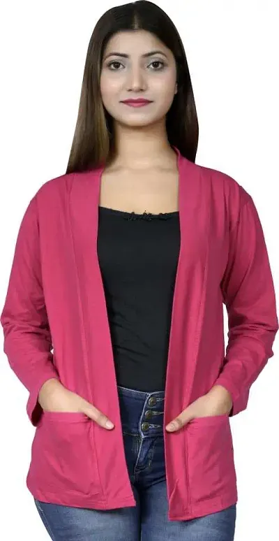 KG Best Collection Women Shawl Collar Pocket Shrug