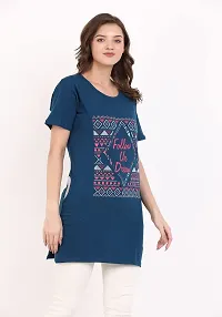 KG Best Collection Women Printed Long Half Sleeve T-Shirt (Follow Ur Dream,Indigo)-thumb3