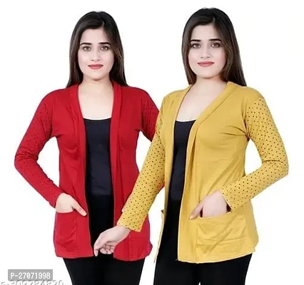 Stylist Polycotton Solid Shrugs For Women Pack Of 2-thumb0