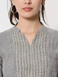 ANGOORI FASHION  Casual Regular Sleeves Embroidered Women Grey Top-thumb1