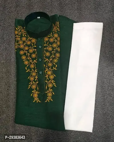 Reliable Green Khadi Cotton Printed Kurta And Bottom Sets For Men