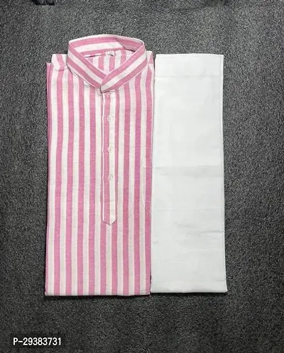 Reliable Pink Cotton Striped Kurta And Bottom Sets For Men