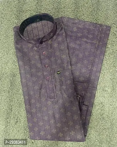Reliable Purple Cotton Blend Printed  Kurta For Men-thumb0