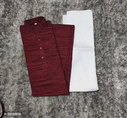 Reliable Maroon Cotton Solid Kurta And Bottom Sets For Men-thumb0