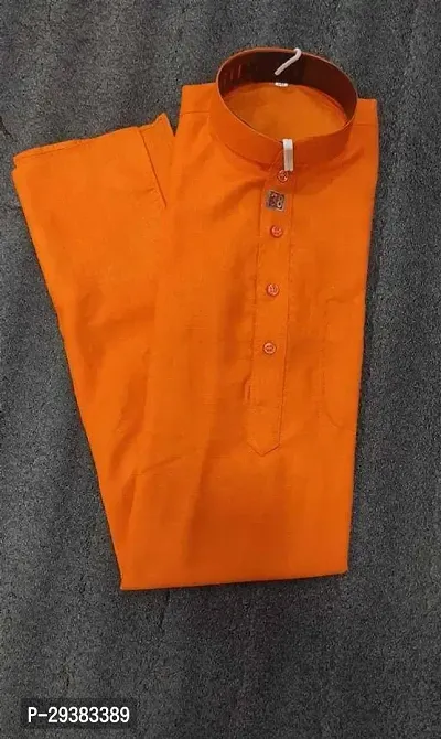 Reliable Orange Khadi Cotton Solid  Kurta For Men