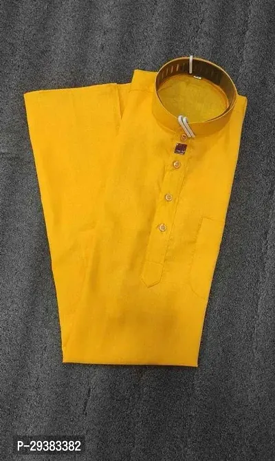 Reliable Yellow Khadi Cotton Solid  Kurta For Men-thumb0