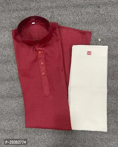 Reliable Maroon Rayon Solid Kurta And Bottom Sets For Men