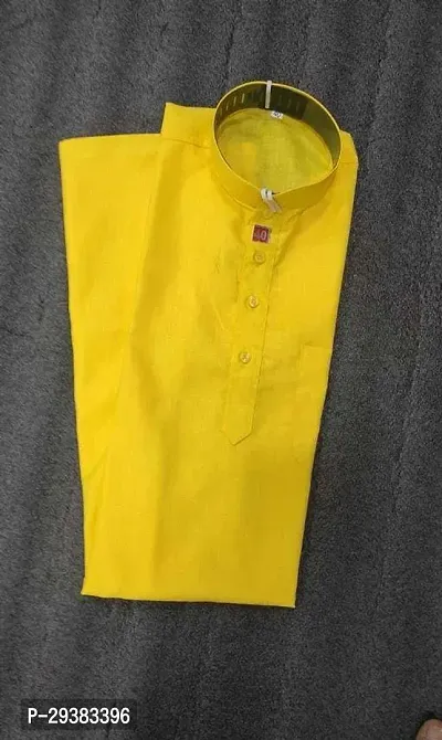 Reliable Yellow Khadi Cotton Solid  Kurta For Men-thumb0