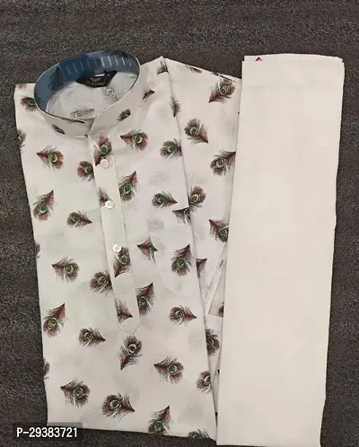 Reliable White Cotton Blend Printed Kurta And Bottom Sets For Men