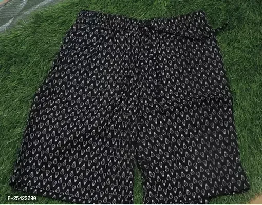 Stylish Black Cotton Printed Regular Shorts For Men-thumb0