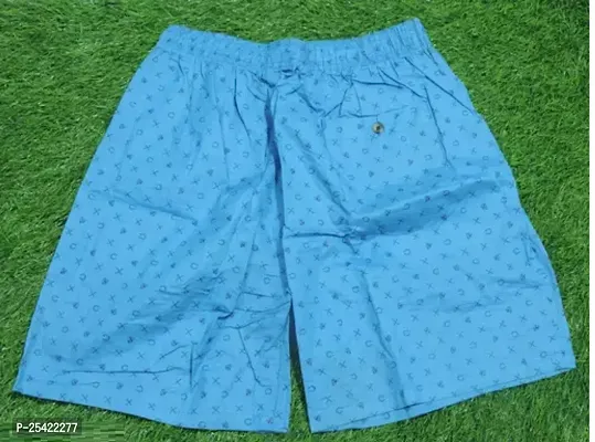 Stylish Blue Cotton Printed Regular Shorts For Men-thumb0