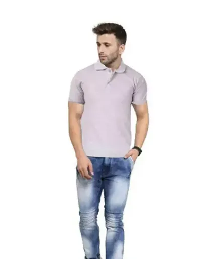 Stylish Blend Solid Polos T-Shirt For Men