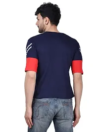 men cotton navy blue round neck oversized comfortable tshirt-thumb1