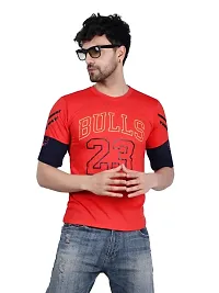 men cotton red round neck oversized comfortable tshirt-thumb3