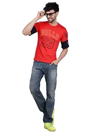 men cotton red round neck oversized comfortable tshirt-thumb4