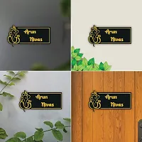 SIGNOOGLE House Name Plate Customized Personalized For Home Outdoor Family Glass Outside Office House Decor Bungalow Door Multicolored (12 x 6 Inch) (Black With Gold)-thumb1