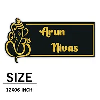 SIGNOOGLE House Name Plate Customized Personalized For Home Outdoor Family Glass Outside Office House Decor Bungalow Door Multicolored (12 x 6 Inch) (Black With Gold)-thumb2