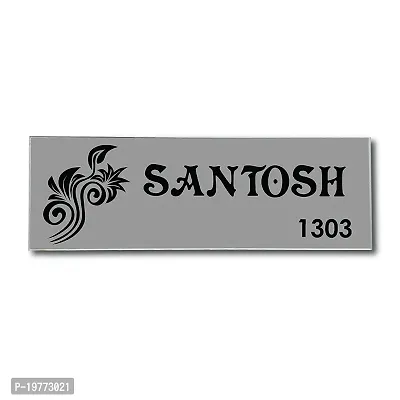 SIGNOOGLE Acrylic Customized Name Plates for Home Door Entrance Outdoor Family Glass Personalized Laminated Name Board House Door Flat Bungalow 31 cm X 13 cm (Grey And Black 1)