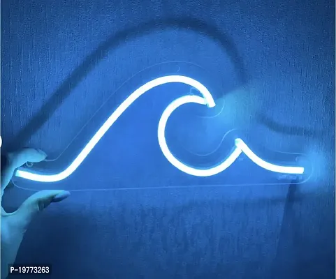 SIGNOOGLE? Wave Water Neon Light Strip for Wall Kids Bedroom Office Home Decorartion LED Art Indoor 12 X 5.2 Inches-thumb2