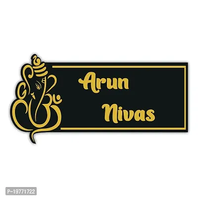 SIGNOOGLE House Name Plate Customized Personalized For Home Outdoor Family Glass Outside Office House Decor Bungalow Door Multicolored (12 x 6 Inch) (Black With Gold)-thumb0