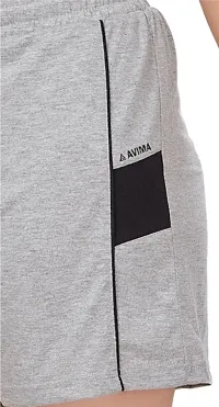 Avima Women's Solid Grey Cotton knitted shorts-thumb1