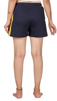 Avima Women's Relaxed Fit Solid Navy Cotton Knitted Shorts-thumb4