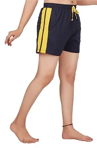 Avima Women's Relaxed Fit Solid Navy Cotton Knitted Shorts-thumb3