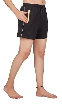 Avima Women Black Solid Regular Fit Shorts-thumb1